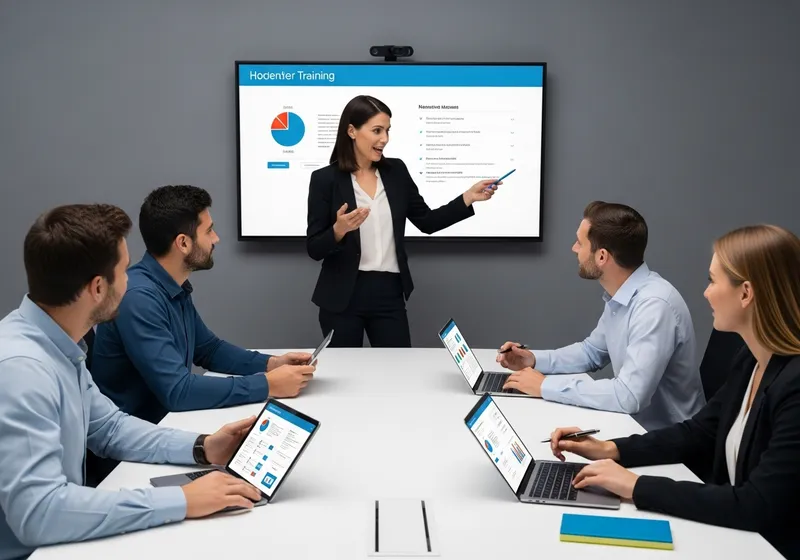 Phase 3 Deployment — training teams of a Valais SME on new Jump Online business applications in a meeting room in Valais