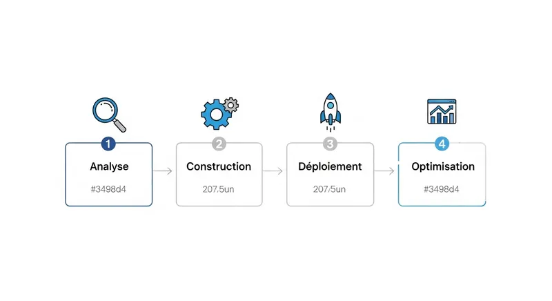 App Factory process timeline infographic — business app delivery in 30 days in Sion